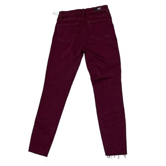 KUT From the Kloth Cotton Donna High-rise Ankle Raw Hem Burgundy Size 2 - Picture 7 of 10